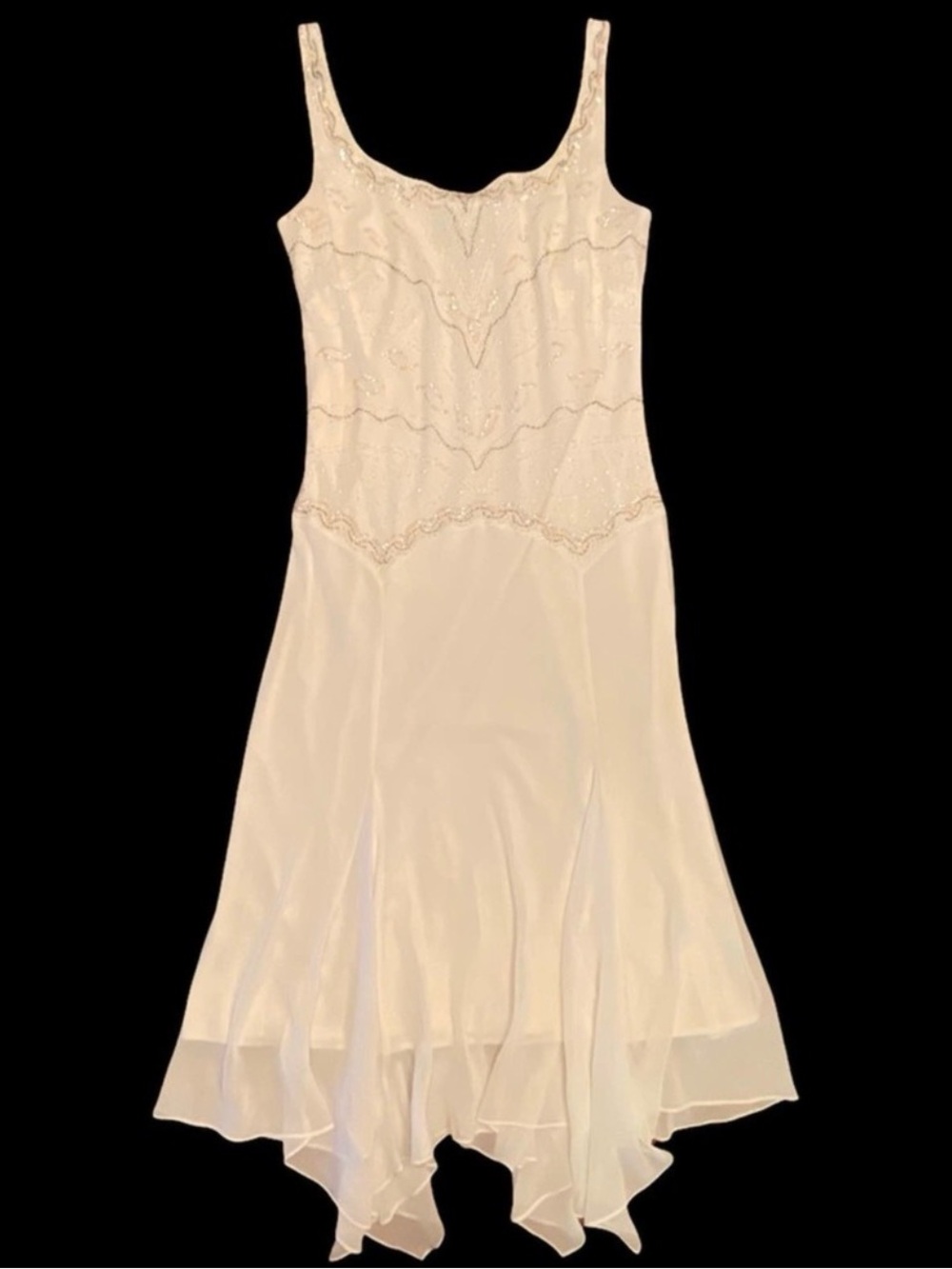 Alex Evenings Cream Beaded Asymmetrical Cocktail Dress